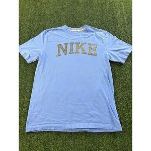 Nike Shirt Chain Spellout Logo Graphic Standard Fit L Blue Crew